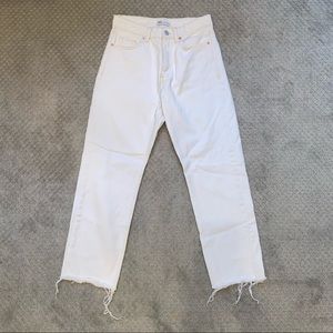 Zara straight leg high waisted white jeans